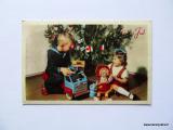 Joulukortti no 847 Lapset kuusen edess kuvan Joulukortti, kunto kuvasta