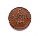 5 Penni 1870 Kuvan kolikko