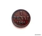 1 Penni 1866 Kaarevat nauhat Kuvan kolikko