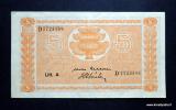 5 Markkaa 1945 Litt.A no D7723398 Kekkonen-Alsiala, 5,80 EUR