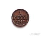 1 Penni 1867 Kaarevat nauhat Kuvan kolikko