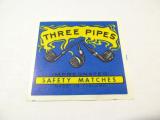 TT Etiketti Vienti Three Pipes sininen 'vlikoko' Vientietiketti ' KANTTINEN VLIKOKO'