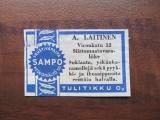 TT Etiketti Helsinki  A.Laitinen Tulitikku Oy Sampo Sininen