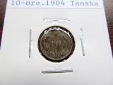 Tanska 10 re 1904 Hopea kuvan kolikko