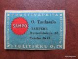 TT Etiketti Tampere O.Taulasalo Tulitikku Oy Sampo Tulitikkuetiketti 3,80€
