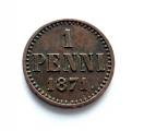 1 Penni 1871 Kuvan kolikko Käytetty keräilyraha 29,80€
