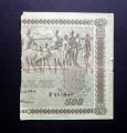 500 mk 1922 oikea puoli F387388 (vuoden 1946 setelinleikkaus Kuvan leikattu seteli