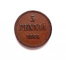 5 Penniä 1866 Kuvan kolikko
