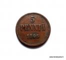 5 Penniä 1865 Kuvan kolikko