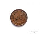 50 Penni 1940 Cu Kuvan kolikko