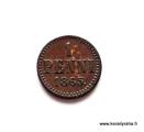1 Penni 1865 Suorat nauhat Kuvan kolikko
