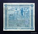 50 Markkaa 1939 vesileima II, no B9470592 Kivialho-Wahlman kl.4 repem n.7 mm ja pieni keskireik