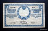 5 Markkaa 1909 Litt.A vesileimalla no 1224815 kl.3-4 ryppyinen