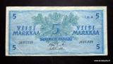 5 Markkaa 1963 Litt.A no J0251329 Koivisto-Luukka kl.3 Lievsti sivuunleikattu